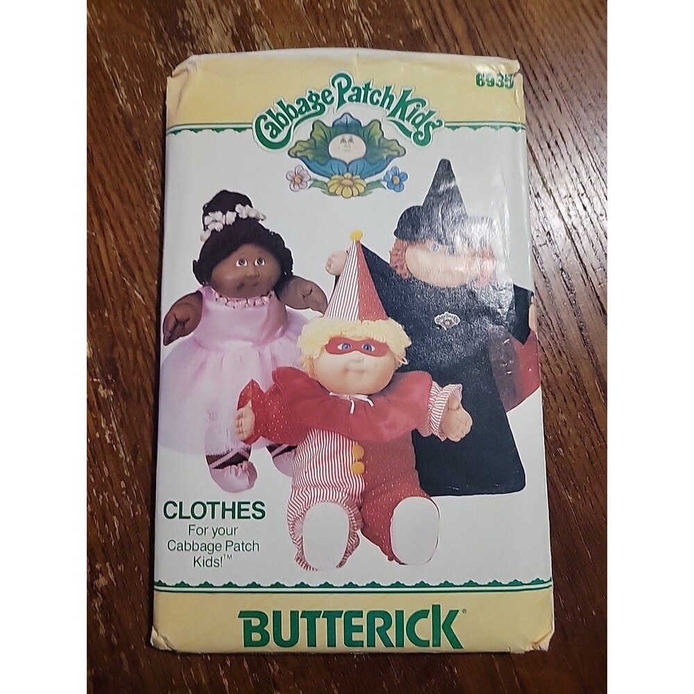 Vtg CABBAGE PATCH KIDS BUTTERICK DOLL CLOTHES PATTERN 6935 Witch Clown Ballerina